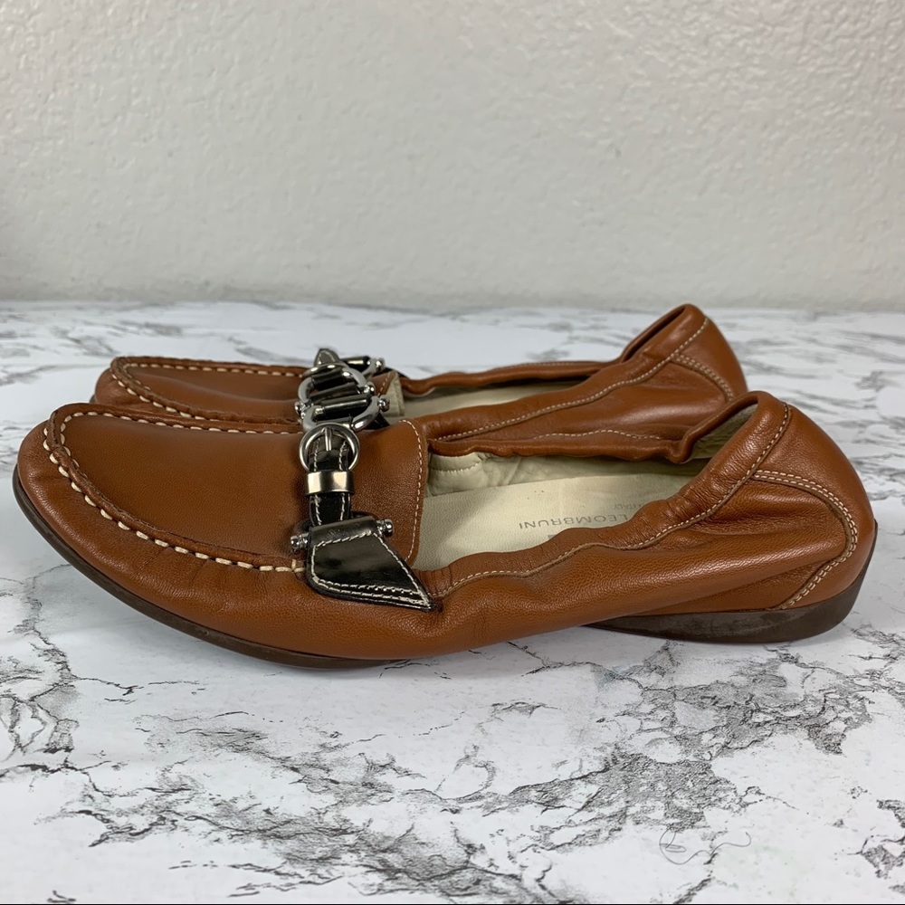 Agl Tan Leather Loafers with Silver Hardware